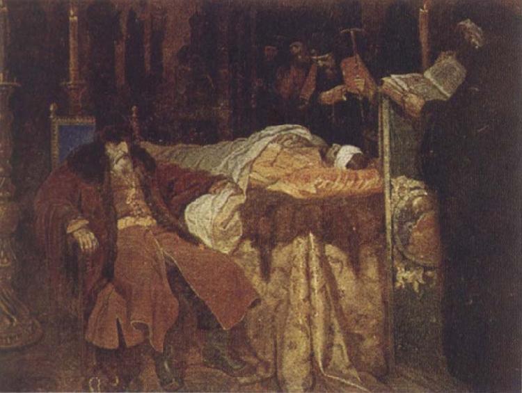 Wjatscheslaw Grigorjewitsch Schwarz Ivan the Terrible Meditating at the Deathbed of his son Ivan Germany oil painting art